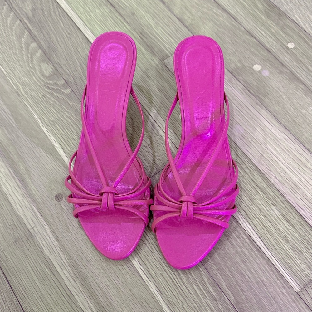 Aeyde Olga Kitten Heel Slide Sandals In Raspberry size 38